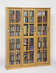 Leslie Dame - Glass Sliding 3 Door Mission Media Cabinet