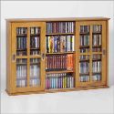 Triple Sliding Door Mission Style Media Cabinet (Walnut)