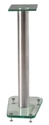 Tempered Glass & Steel Speaker Stand (Silver Pair)