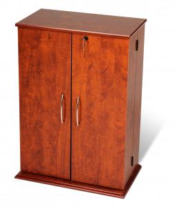 Cherry & Black Locking Media Storage Cabinet