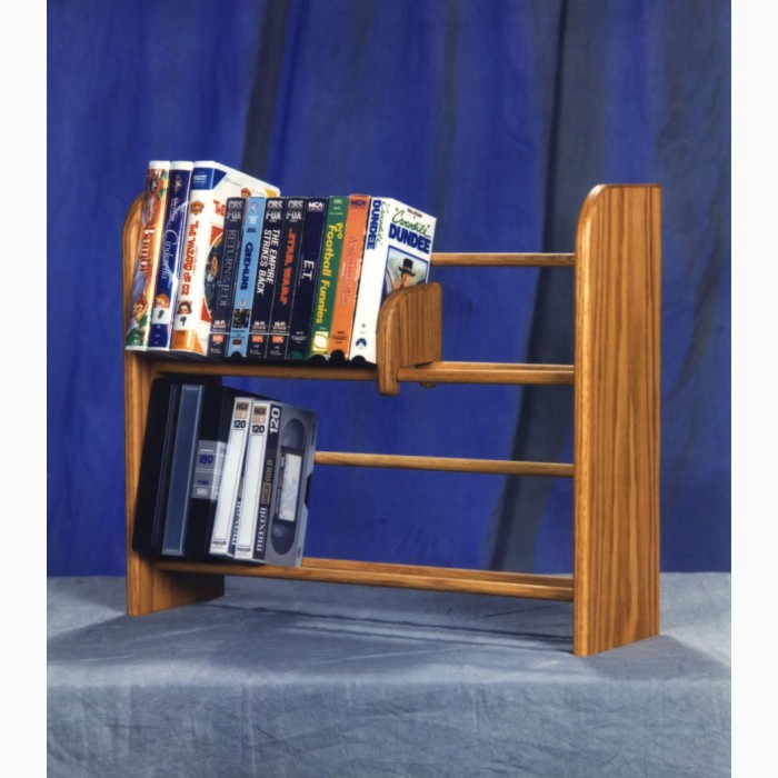 Solid Oak 2 Row Dowel DVD/Vhs Rack