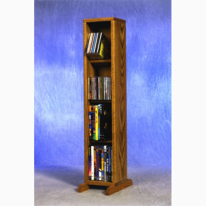 Solid Oak 4 Row Dowel Dvd Cabinet Tower