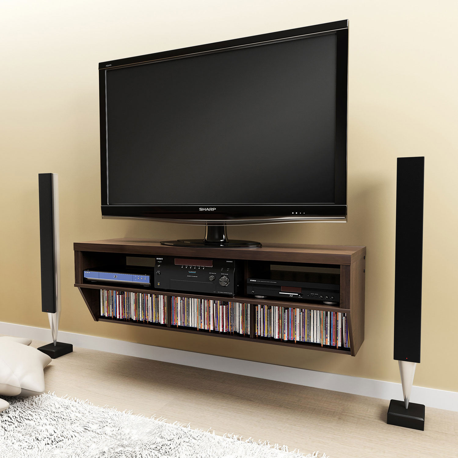 Espresso 58 Wide Wall Mounted AV Console