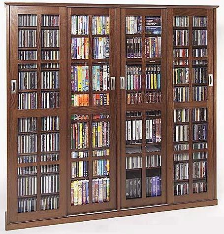 Leslie Dame Glass 4 Door Multimedia Storage Cabinet